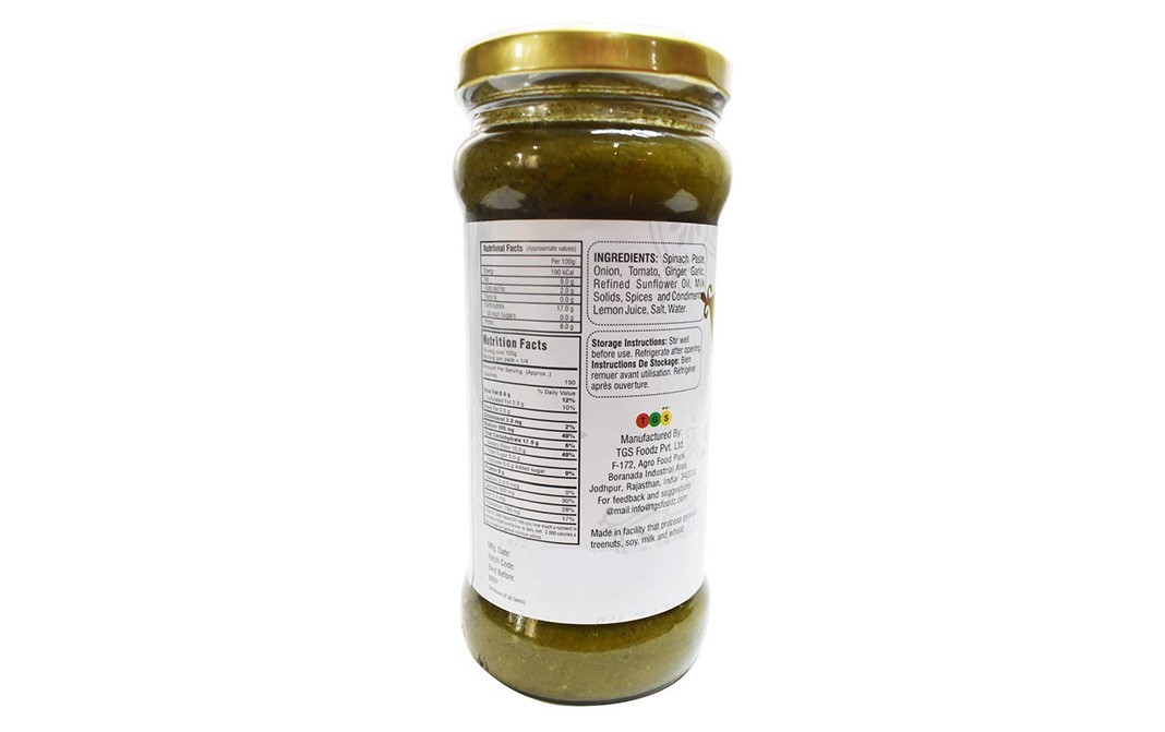Minute Chef Palak Gravy Simmer Sauce   Glass Jar  350 grams